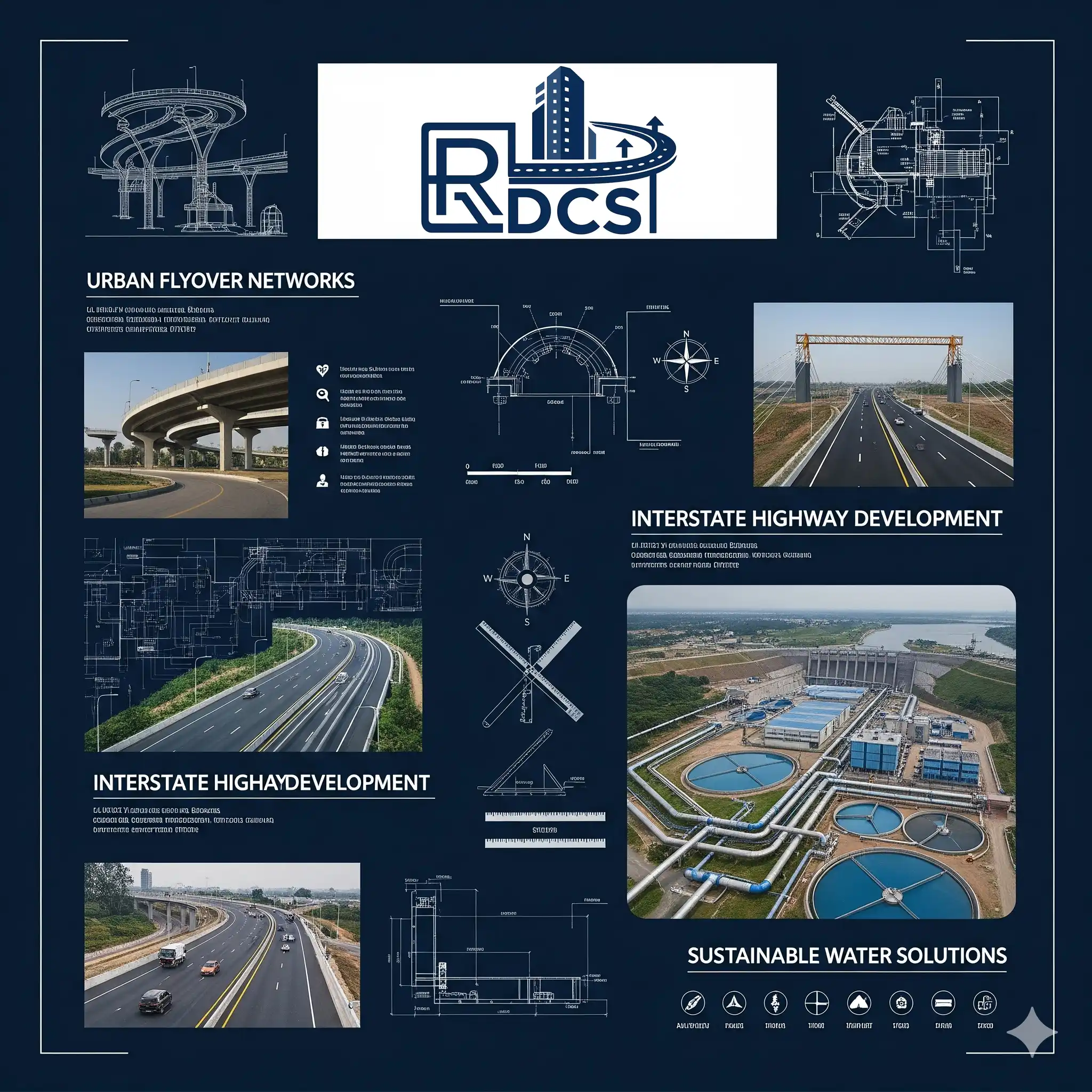Poster showcasing infrastructure and industrial projects by RDCS